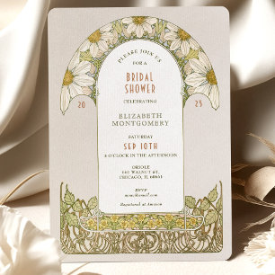 Daisies Bridal Shower Invitations Art Nouveau Deco Kaart
