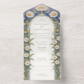 Daisies bruiloft geperforeerde RSVP All In One Uitnodiging (Binnen)