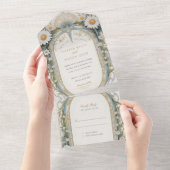 Daisies bruiloft geperforeerde RSVP All In One Uitnodiging (Afscheurbaar)