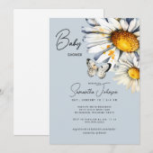 Daisies & Butterfly Baby shower Kaart (Voorkant / Achterkant)