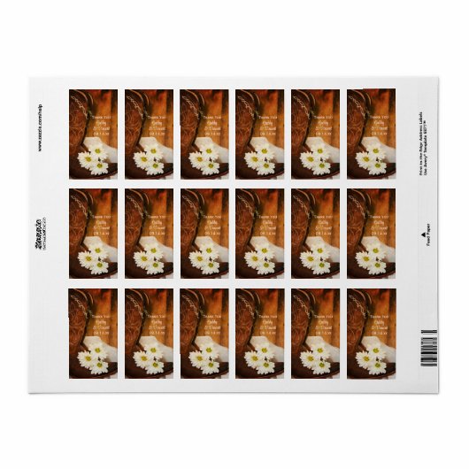 Daisies Cowboy Boots bruiloft Dank je wel Etiket (Full Sheet)