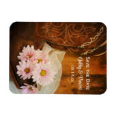 Daisies Cowboy Boots Western Wedding Save the Date Magneet (Horizontaal)