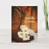 Daisies Cowboy Boots Westerne huwelijksuitnodiging (Voorkant)