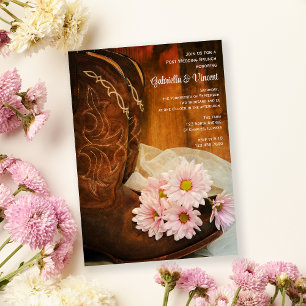 Daisies Cowboylaarzen Westerse brunch na de bruilo Kaart