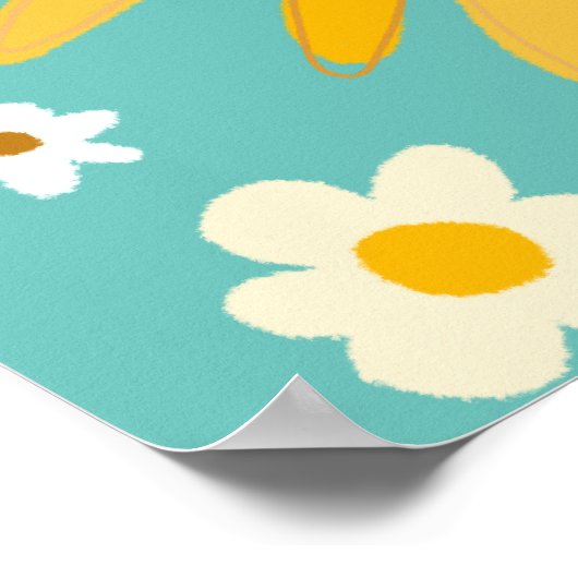 Daisies Daisy Flowers Retro Art Poster (Hoek)