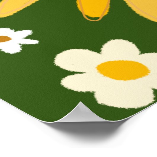 Daisies Daisy Flowers Retro Art Poster (Hoek)