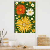 Daisies Daisy Flowers Retro Art Poster (Keuken)