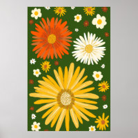 Daisies Daisy Flowers Retro Art