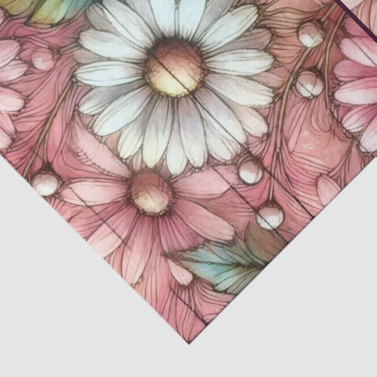 Daisies Daisy Pastel Roze Witte Bloemen Decoupage Tissuepapier (Detail)
