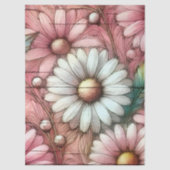 Daisies Daisy Pastel Roze Witte Bloemen Decoupage Tissuepapier (Voorkant)
