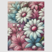 Daisies Daisy Roze Wit Blauw Bloemen Decoupage Tissuepapier (Voorkant)