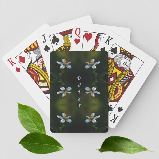 Daisies Donkergroen Bloemen Fotografisch Pokerkaarten