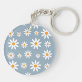 Daisies Dusty blue Birthday Party  Sleutelhanger (Achterkant)