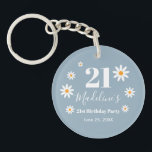 Daisies Dusty blue Birthday Party Sleutelhanger<br><div class="desc">Keychain Daisies Dusty blue Birthday Party</div>