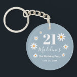 Daisies Dusty blue Birthday Party Sleutelhanger<br><div class="desc">Keychain Daisies Dusty blue Birthday Party</div>