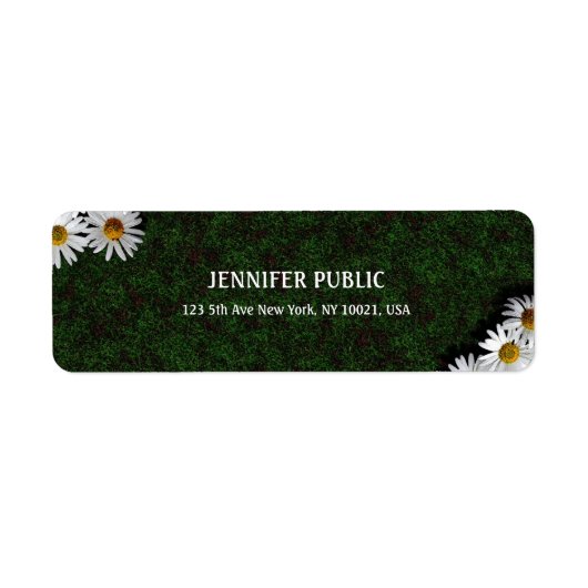 Daisies Elegant Modern Design Flowers Return Etiket (Voorkant)