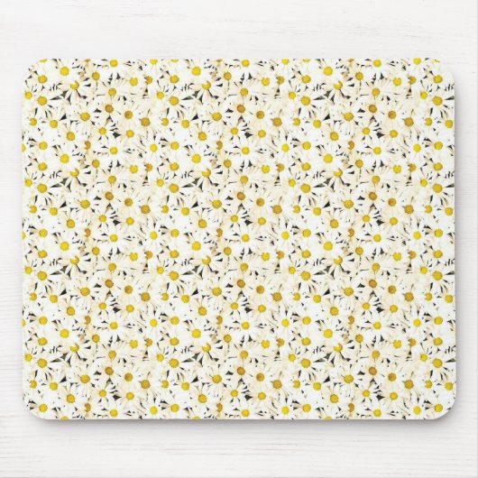 Daisies Elegant Modern Yellow White Sjabloon Muismat (Voorkant)
