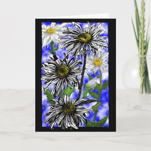 Daisies en blauwe lucht bedankkaart (Voorkant)