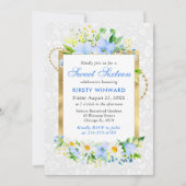 Daisies en Blauwe Zomer Bloemen Gouden Folie Zoet  Kaart (Voorkant)