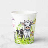 Daisies en boerderijdieren Gelukkige verjaardag Papieren Bekers (Achterkant)