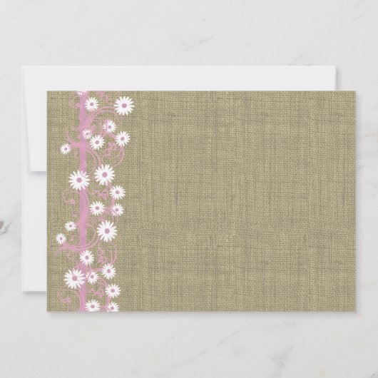 Daisies en Burlap Roze Vrijgezellenfeest Kaart (Achterkant)