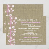 Daisies en Burlap Roze Vrijgezellenfeest Kaart (Voorkant / Achterkant)