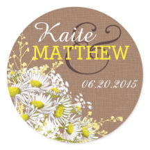 Daisies en Burlap Wedding Label