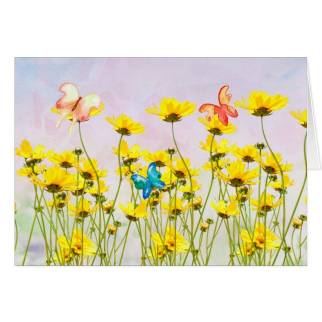Daisies en Butterflies All Occasion Card (Voorkant Horizontaal)