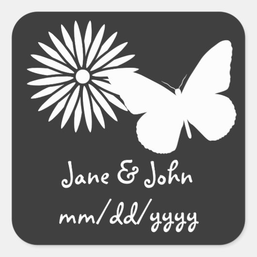 Daisies en Butterflies in Black Sticker (Voorkant)