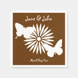 Daisies en Butterflies in Chocolate Napkins Servet