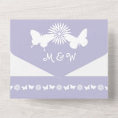 Daisies en Butterflies in Lavender All In One Uitnodiging (Achterkant)