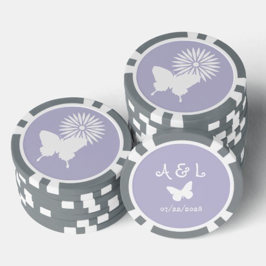 Daisies en Butterflies in Lavender Poker Chips (Opstapeling)