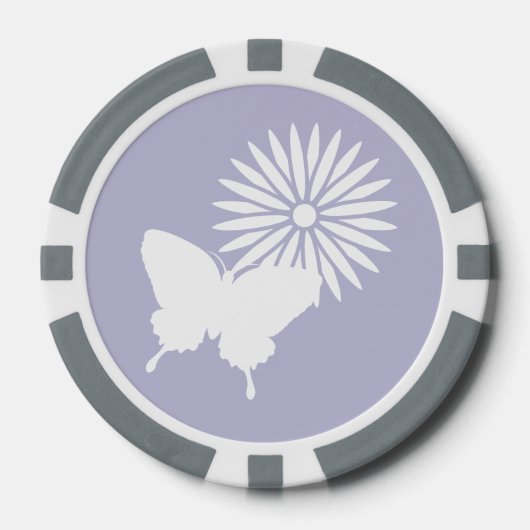 Daisies en Butterflies in Lavender Poker Chips (Voorkant)