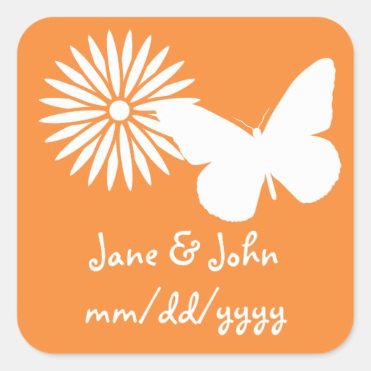 Daisies en Butterflies in Oranje Sticker (Voorkant)