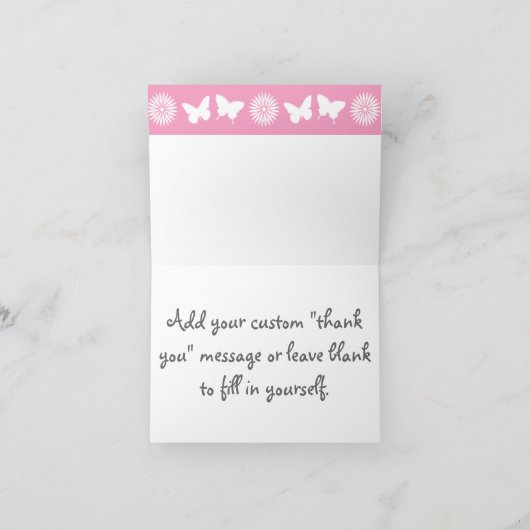 Daisies en Butterflies in Petal Pink Note Card Kaart (Binnen)