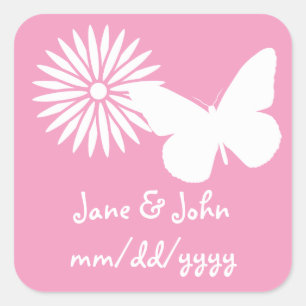 Daisies en Butterflies in Petal Pink Sticker