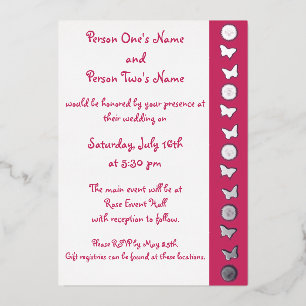 Daisies en Butterflies in Raspberry Folie Uitnodiging