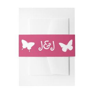 Daisies en Butterflies in Raspberry Invite Band Uitnodigingen Wikkel