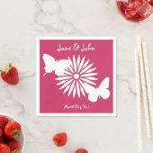 Daisies en Butterflies in Raspberry Napkins Servetten (Insitu)