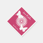 Daisies en Butterflies in Raspberry Napkins Servetten (Hoek)