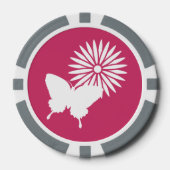 Daisies en Butterflies in Raspberry Poker Chips (Voorkant)