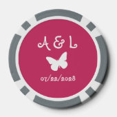 Daisies en Butterflies in Raspberry Poker Chips (Achterkant)