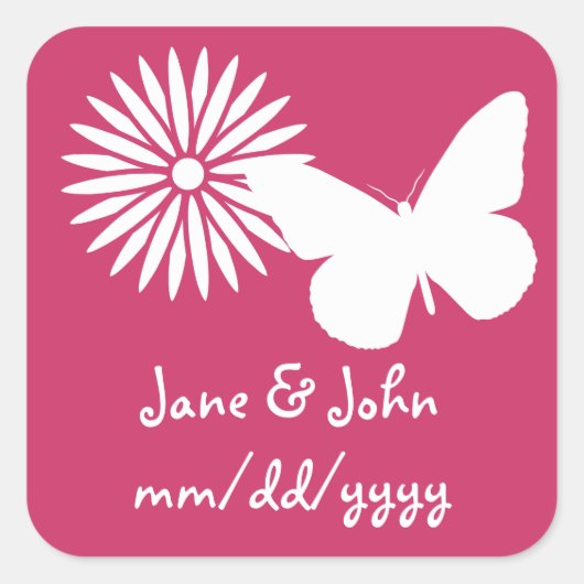 Daisies en Butterflies in Raspberry Sticker (Voorkant)