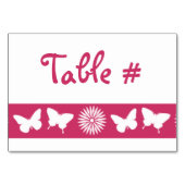 Daisies en Butterflies in Raspberry Table Kaart (Achterkant)