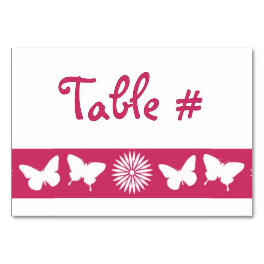 Daisies en Butterflies in Raspberry Table Kaart (Voorkant)