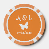 Daisies en Butterflies in Sinaasappel Poker Chips (Achterkant)