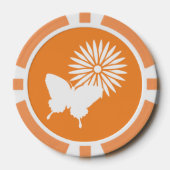 Daisies en Butterflies in Sinaasappel Poker Chips (Voorkant)