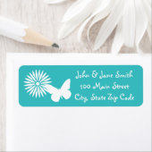 Daisies en Butterflies in Turquoise Address Label (Insitu)