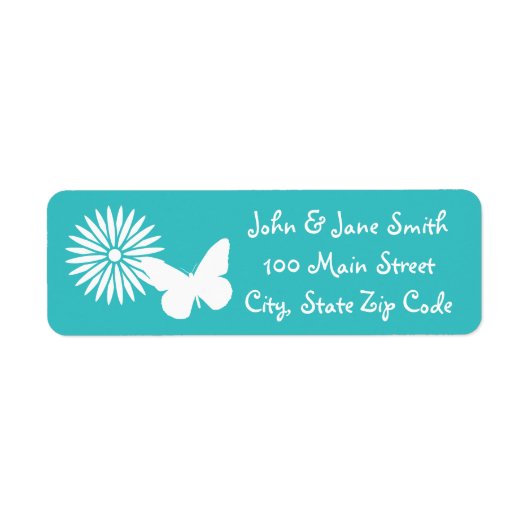 Daisies en Butterflies in Turquoise Address Label (Voorkant)