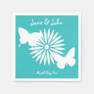 Daisies en Butterflies in Turquoise Napkins Servetten
